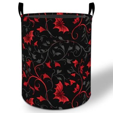 Imagem de Cesto de roupa suja gótico de morcego 50 x 40 cm, balde de armazenamento de roupas Oxford gótico dobrável à prova d'água para quarto, banheiro, quarto de bebê, organizador de brinquedos, presentes