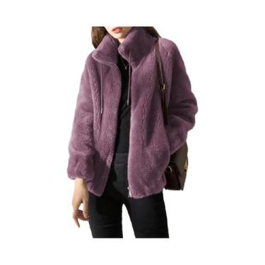 Imagem de Casaco de Pele Sintética Feminino Plus Size - Quentinho para Outono/In