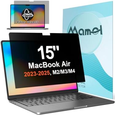 Imagem de Tela de privacidade para Macbook Air de 15 polegadas (2023-2025, M2, M3, M4), filtro de luz azul antireflexo fosco, protetor preto antiespião Nano sem cola para laptop Mac Air de 15,3 polegadas