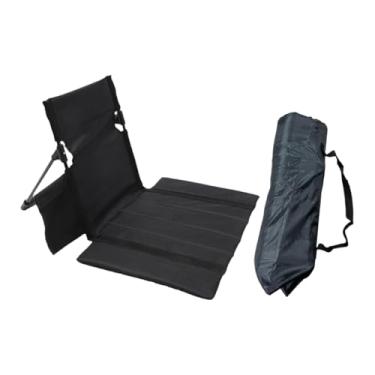 Imagem de Vaveren Cadeira de chão, assento de praia, ultraleve, portátil, dobrável, com apoio para as costas, para piscina, gramado, caminhada, quintal, Preto