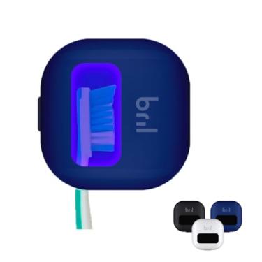 Imagem de Bril Desinfetante e suporte para escova de dentes UV-C, limpador portátil, capa de viagem, suporte magnético e estojo recarregável para escova de dentes de qualquer tamanho, azul marinho