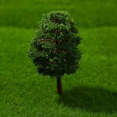 Imagem de jojofuny Árvores em miniatura para artesanato - 20 peças de mini árvores para artesanato, cenário de trem, arquitetura ferroviária, plantas de plástico verde para diorama, 7,9 cm x 3,8 cm