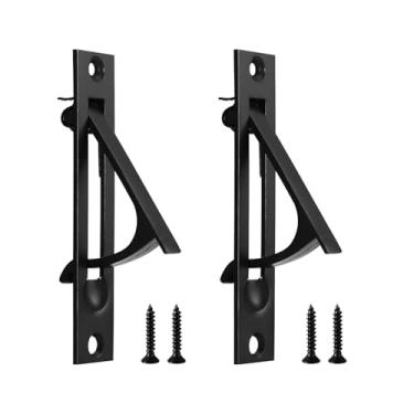 Imagem de Lethato Puxador de bolso pacote com 2, puxador de porta de bolso preto fosco, alça de borda nivelada sólida, ferragens para porta de bolso