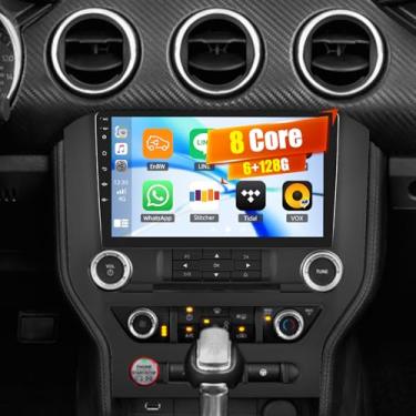 Imagem de [6 + 128 G] Rádio estéreo para carro Android 15 de 8 núcleos para Ford Mustang 2015-2020 (apenas para 3 botões) com carro sem fio e Android Auto, rádio automotivo de 23 polegadas com link espelhado