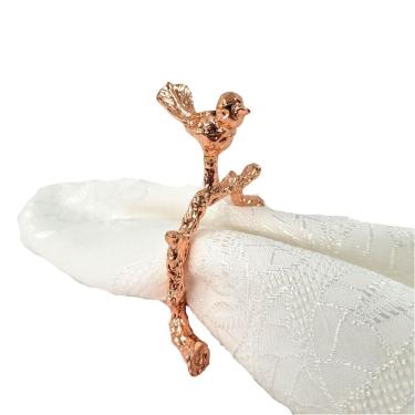 Imagem de Porta Guardanapo Pássaro Rose Galho Mesa Posta Decoração