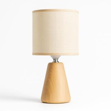 Imagem de Abajur Moderno Decorativo Marmorizado Luminária de Mesa com fio bivolt decoração para sala quarto e cabeceira (Madeira)