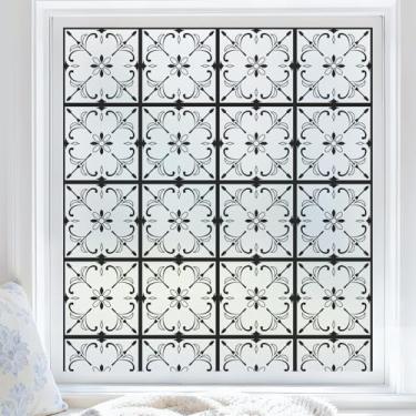 Imagem de Coavas Película decorativa de privacidade para janela de vidro fosco, preta, 23,6 x 78,7 polegadas