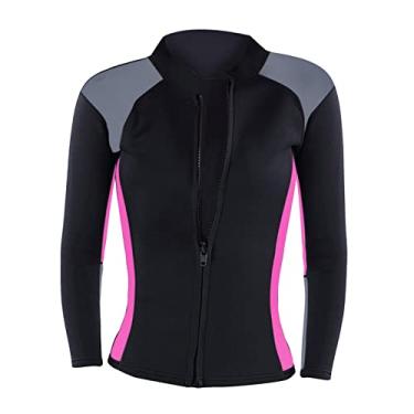 Imagem de Jaqueta feminina de neoprene de 2 mm, jaqueta de manga comprida, roupas molhadas para esportes aquáticos - rosa G para meninas, surf, mergulho