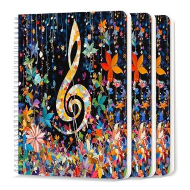 Imagem de Caderno em espiral, pacote com 3, 100 páginas, 14,5 x 21 cm pautado universitário, caderno espiral com fio duplo para estudo e anotações, notas multicoloridas