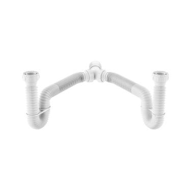 Imagem de Sifão Duplo Sanfonado Extensível Censi 1,1m Branco Branco 7200-01001