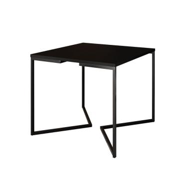 Imagem de Mesa Jantar Industrial Quadrada Preta 90Cm Base V Ferro Preto Cor: Preto