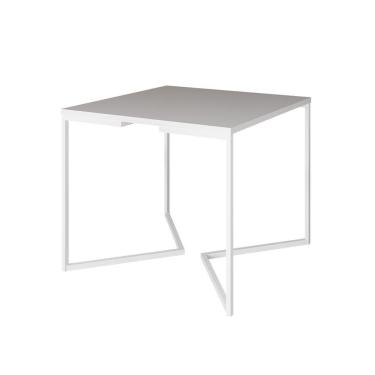 Imagem de Mesa Jantar Industrial Quadrada Branca 90Cm Base V Ferro Branco