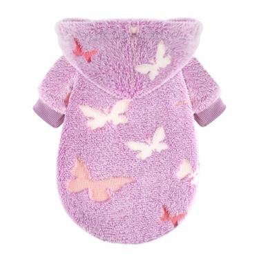 Imagem de Suéter de cachorro para cães pequenos, meninas, meninos, roupas com capuz para cães, suéter de cachorro com brilho noturno, moletom macio e quente extra pequeno, roupas para cachorrinhos outono