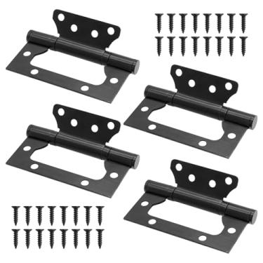 Imagem de Semrien 4 peças de dobradiças de porta de 10 cm, dobradiça de aço inoxidável, preta, dobradiça de porta sem encaixe