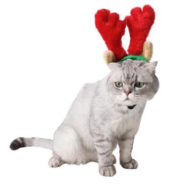 Imagem de Gatos Pequenos Cães Rena Chifres Orelhas Tiara Veado Alce Chifre Chapéu Acessório de Fantasia de Natal para Gatos Cães Pequenos