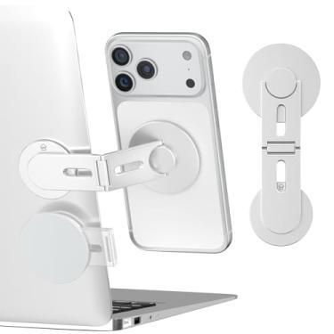 Imagem de CloudValley Suporte magnético para laptop, suporte dobrável oculto portátil para iPhone 17/16/15/14/13 e todos os telefones, braçadeira para monitor lateral, compatível com laptop, desktop, Tesla