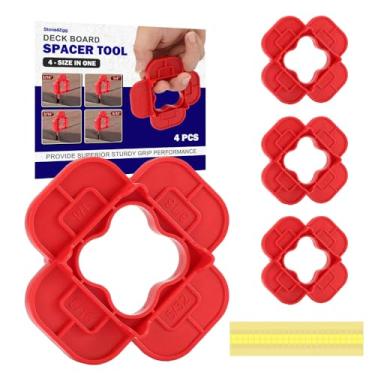 Imagem de Espaçadores de deck multitamanhos 4 em 1 (5/81.3 cm, 3/40.6 cm, 1/10.2 cm, 5/40.6 cm), ferramentas duráveis de lacuna com Sitckers, auxílio prático para compósitos, PVC, madeira e tábua de deck