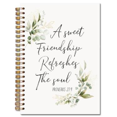 Imagem de Exqcom Cadernos espirais cristãos A Sweet Friendship Refreshes the Soul, diário bíblico de Provérbios 27:9, presentes para amigas cristãs, caderno religioso para anotações, 14 x 21 cm