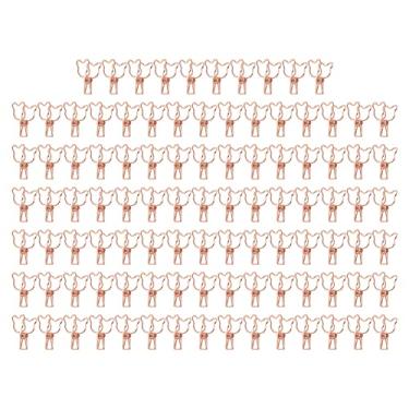 Imagem de Clipes de pasta pequenos clipes de papel de metal oco em formato de urso para escritório escolar casa 100 peças clipes de papel de ferro resistente design bonito multiuso (Ouro Rosa)