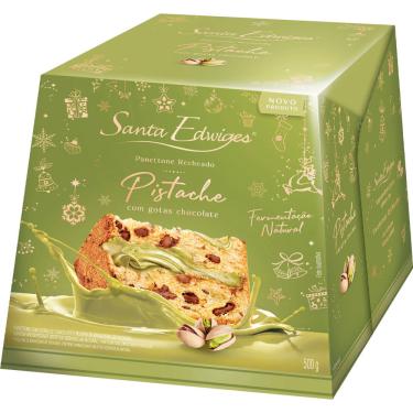 Imagem de Panettone Gotas de Chocolate Recheado Pistache 400g Santa Edwiges