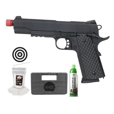 Imagem de Pistola Airsoft Gbb 1911 Commander Full Metal 6mm + Kit