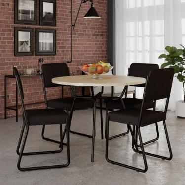 Imagem de Conjunto Mesa De Jantar Soho Redonda C/ 04 Cadeiras Next Est.preta - Ciliegio E Preto Ciliegio E Preto