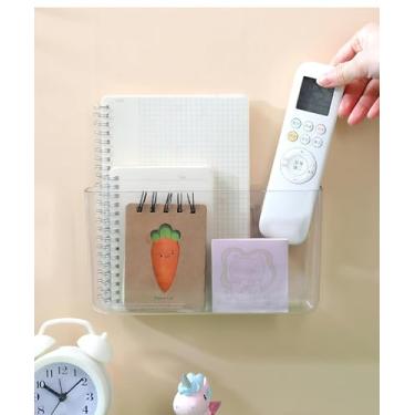 Imagem de Pastas de parede de plástico, 22 x 12 x 4,7 cm x 4,97 cm de acrílico com bolso único, organizador de arquivos de parede transparente para pendurar na parede, bolso único, para escritório, casa