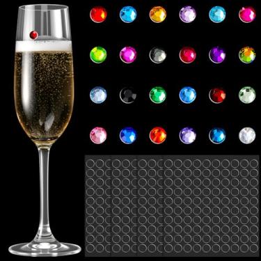 Imagem de 24 peças pingentes de taças de vinho marcadores magnéticos de cristal para taças de vinho, taças de champanhe, coquetéis, martinis, coloridos, Vidro