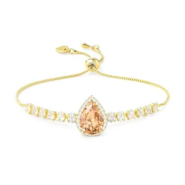 Imagem de Linawe Pulseiras com pingente de strass de imitação de cristal para mulheres, pulseira de corrente ajustável de ouro/prata/ouro rosa, pedra do mês de nascimento de lágrima, zircônia cúbica, bijuteria