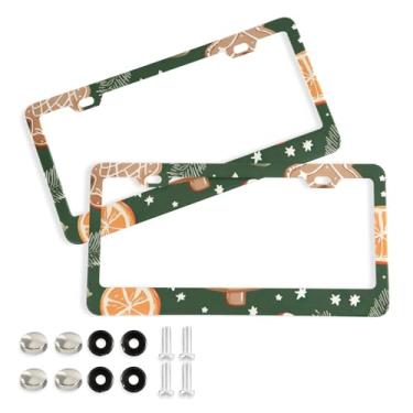 Imagem de Wassud Moldura decorativa de placa de carro de alumínio para árvore de Natal de gengibre, 2 unidades, suporte universal para placa de carro para carros padrão dos EUA