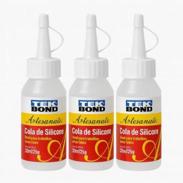 Imagem de Kit 3 Colas de Silicone TekBond 30ml 25g Artesanato  Cola Silicone Líq