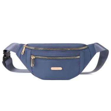Imagem de Pochete unissex com bolsos com zíper para corrida, viagem, trilhas, fitness, Azul, Large, Tendência