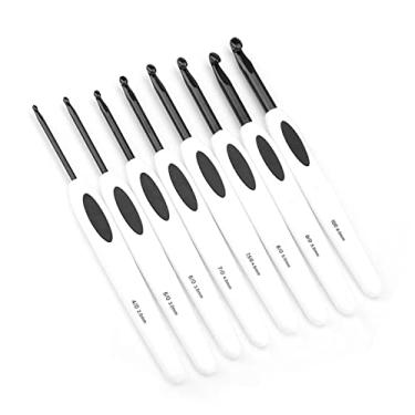 Imagem de Pssopp Conjunto de Gancho de crochê de 8pcs, Agulhas Simples de tricô de Alumínio para Iniciantes, Alça Ergonômica Com Marcas Impressas, Plástico Branco