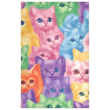 Imagem de Conjunto de panos de prato com estampa animal, decoração de cozinha, fofos, coloridos, desenhos animados, gatinhos, toalhas de chá de mão, panos de lavar louça, finos de secagem rápida, 45 x 71 cm