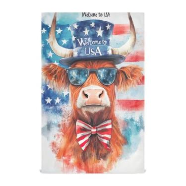 Imagem de Joisal Fun Welcome USA Toalhas de cozinha de vaca super absorventes em massa toalhas de prato de cozinha para secar pratos 71 x 45 cm com laço para pendurar