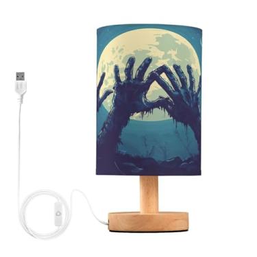 Imagem de Joisal Mãos de zumbi emergindo do chão luzes de mesa para quarto, abajur de mesa lateral abajur adequado para os olhos, lâmpadas pequenas, essenciais para dormitório