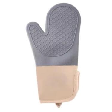 Imagem de Luva de Silicone Térmica Resistente ao Calor com Forro de Algodão - Cinza
