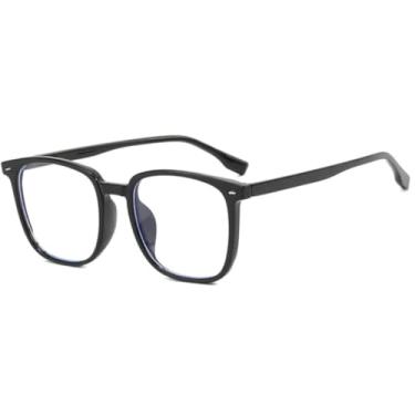 Imagem de HPIRME Óculos de luxo femininos com armação decorada com rebites retrô e proteção UV400 para homens (preto e transparente)