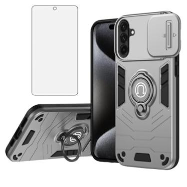 Imagem de Asuwish Capa de celular para Samsung Galaxy A56 5G com protetor de tela de vidro temperado capa fina magnética resistente suporte de anel resistente celular híbrida de silicone fino A 56 56A LTE