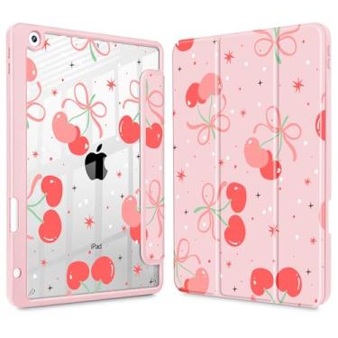 Imagem de May Chen Capa traseira transparente para iPad 9ª geração com suporte para lápis, iPad 8ª/7ª geração de 10,2 polegadas, [porta-canetas] Suporte triplo para despertar/hibernar, capa traseira