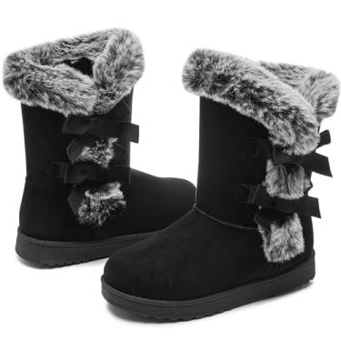 Imagem de Iarus womens winter boots Mid-calf snow booties warm fur linning comfortable furry boots for womens(black07