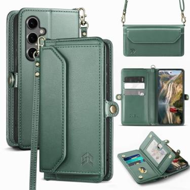 Imagem de DJBull Capa carteira para Samsung Galaxy S25 Plus com suporte para cartão, alças de ombro e pulseira, couro PU macio, encaixe magnético, capa de telefone flip para mulheres e homens para Samsung S25