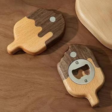 Imagem de 1 peça abridor de garrafas criativo em forma de sorvete conveniente abridor de garrafas de cerveja bebida adesivo magnético decorativo para geladeira