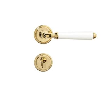 Imagem de Fechadura de porta dividida francesa de cerâmica branca maçaneta de porta de madeira para quarto interno