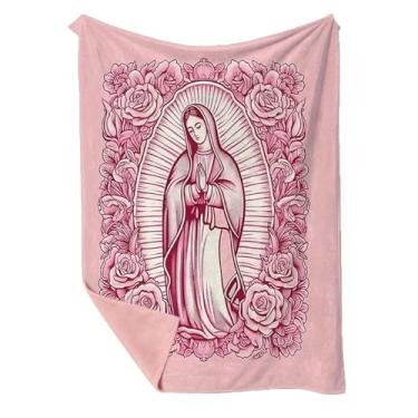 Imagem de Manta de Flanela - Decoração de Casa e Cama Nossa Senhora | Mantas de Flanela para Oração Cristã | para Sala de Estar Cama Sofá Dormitório Apartamento Campismo Inverno Crianças