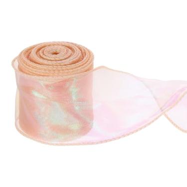 Imagem de PATIKIL Fita de chiffon com fio de 6 cm x 10 metros, fita de organza transparente com fio de cauda de peixe fitas de presente para artesanato embrulho de presente buquê floral, champanhe rosa