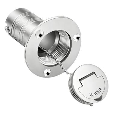 Imagem de Otoolling Enchimento de convés de barco de 38 mm (1-1/5.1 cm) com tampa sem chave, enchimento de convés de aço inoxidável 316, ferragens marítimas com parafusos para barco, iate, caravana RV (água)