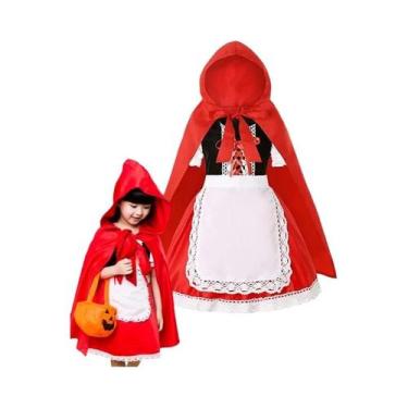 Imagem de Fantasia De Chapeuzinho Vermelho Deluxe Para Meninas Com Capa E Bolsa,