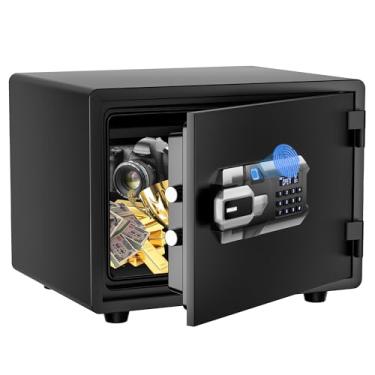 Imagem de Cofre à prova d'água e à prova de fogo, impressão digital e digital, 39,9 kg pesado, 1 hora de cofres à prova de fogo, teclado retroiluminado em modo silencioso, cofre doméstico para documentos de