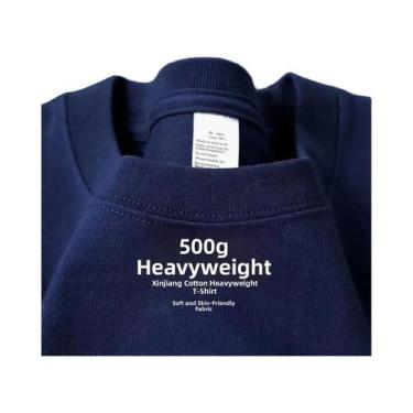 Imagem de Camiseta De Algodão Puro Pesada 500G Com Ombros Caídos E Manga Curta P